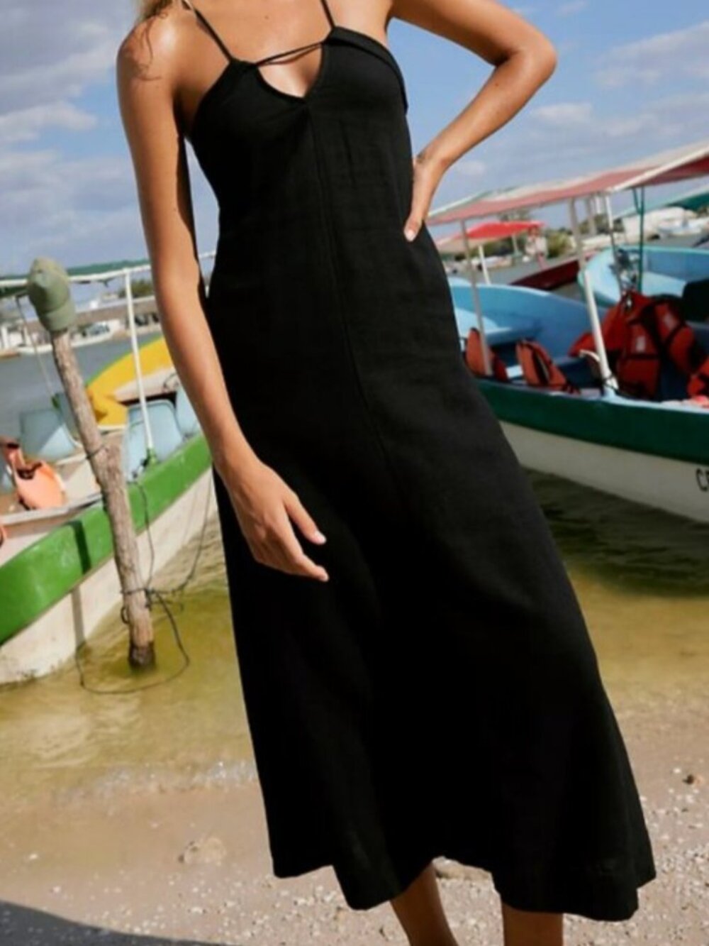 Free People Linen Maxi Dress, Size Small
